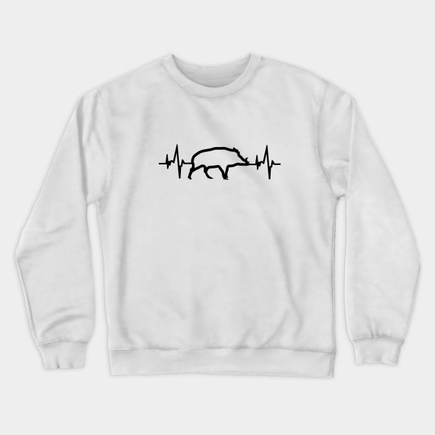 Wild boar heartbeat grandpa hunter chasing ECG fox Crewneck Sweatshirt by FindYourFavouriteDesign